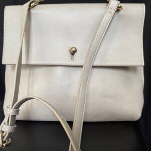 Moda Luxé Madison Messenger Grey vegan bag; gold tone accents